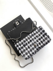 CC 25C White Black Sequin Silver Hardware