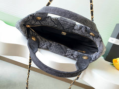 CC 25K Bow Bag 38cm Black mix White Denim