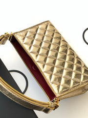 CC AS6045 Hobo Bag 22cm Metallic Gold Quilted Calfskin