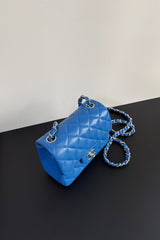 CC Flap Bag 17cm Cobalt Blue Sheepskin SHW 284814