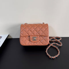 CC Flap Bag 17cm Brown Brick Sheepskin SHW 284818