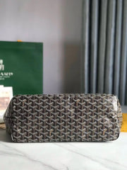 Goyard Saint Louis PM 34 Black Goyardine Canvas Tan Calfskin